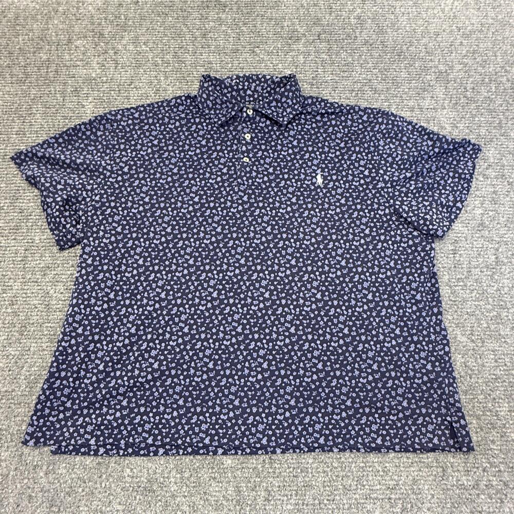 Polo Ralph Lauren Polo Shirt Mens Big 2X Blue Floral Print Cotton Knit 2XB